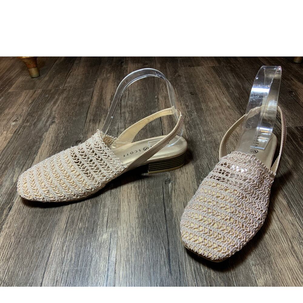 Women's Karen Scott Carolton Woven Slingback Block Heel Sandals Beige Size 8 1/2 - Picture 6 of 11